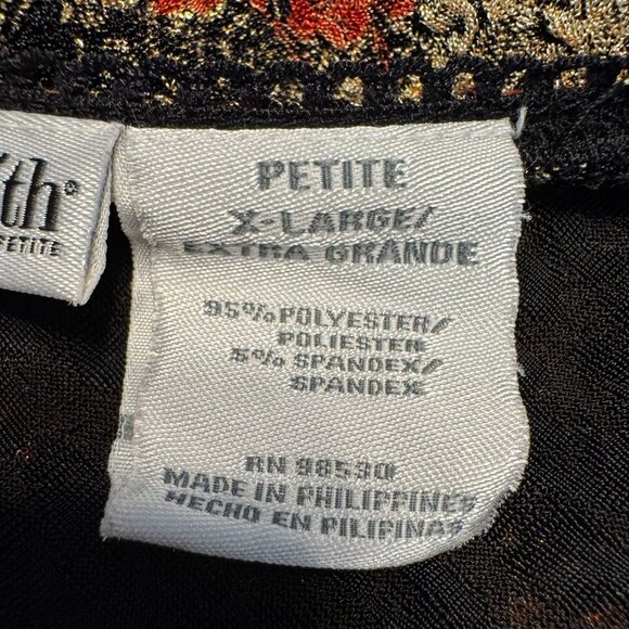 East 5th Y2K Faux Wrap Top Womens SIze‎ XL Empire Waist Stretch Lace Trim Floral - Picture 5 of 8